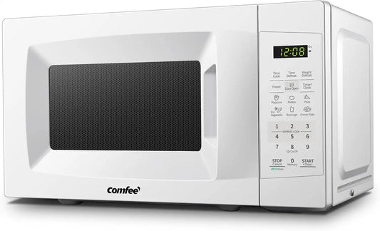 COMFEE' Countertop Microwave Oven, 0.7 Cu.Ft, 700W,Pearl White, ECO Mode