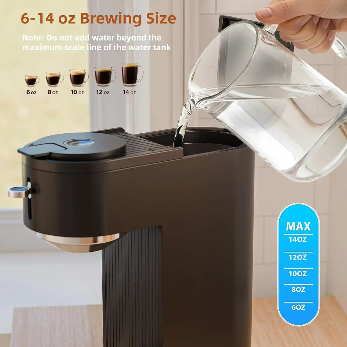 COWSAR Single Serve Coffee Maker, 2 in 1 Coffee Brewer for K-CUP Pod & Ground Coffee, 6-14 Oz Adjustable Brew Sizes, Self-cleaning Compact Coffee Machine for Home Office Travel
