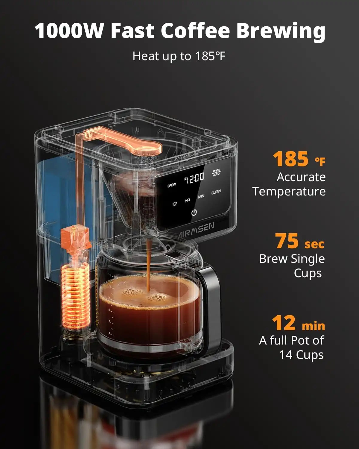AIRMSEN 14-Cup Programmable Drip Coffee Maker