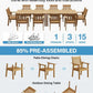 YEFU Outdoor Dining Set for 10, All-Weather HIPS, Aluminum Frame, Teak
