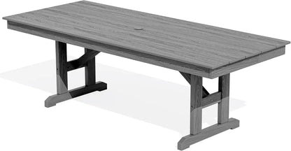 SERWALL Outdoor 84" HDPE Rectangular Dining Table for 6-8,All-Weather,Gray