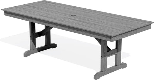 SERWALL Outdoor 84" HDPE Rectangular Dining Table for 6-8,All-Weather,Gray