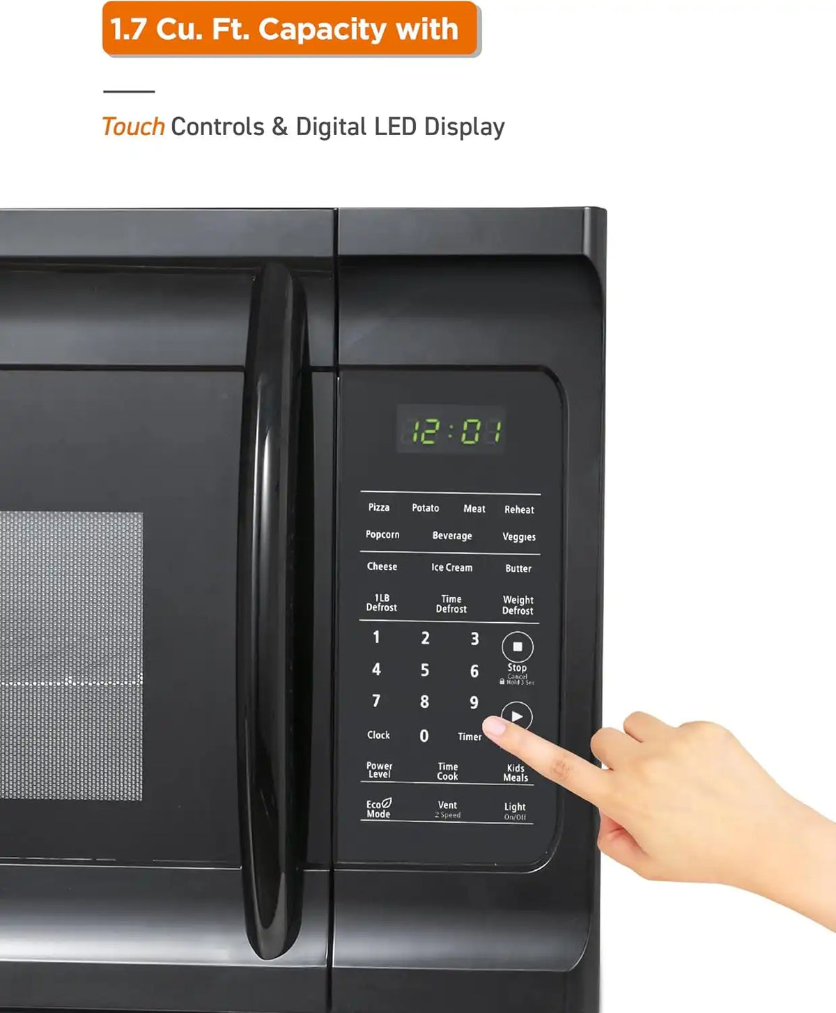 Commercial Chef 1.7 Cu. Ft. Over-The-Range Microwave Oven, CHMR17GB, Black