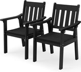 YEFU Outdoor Patio Chairs Set of 2, Weather Resistant HIPS, Black