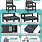 SERWALL HDPE Outdoor Dining Furniture, Outdoor Dining Set for 10, Black