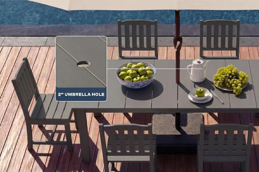 Perli™ 5-Piece Outdoor Dining Set, All-Weather HDPE Patio Furniture with 4 Armless Chairs and Rectangular Table, UV-Resistant 4-Person Set for Deck, Backyard, Grey