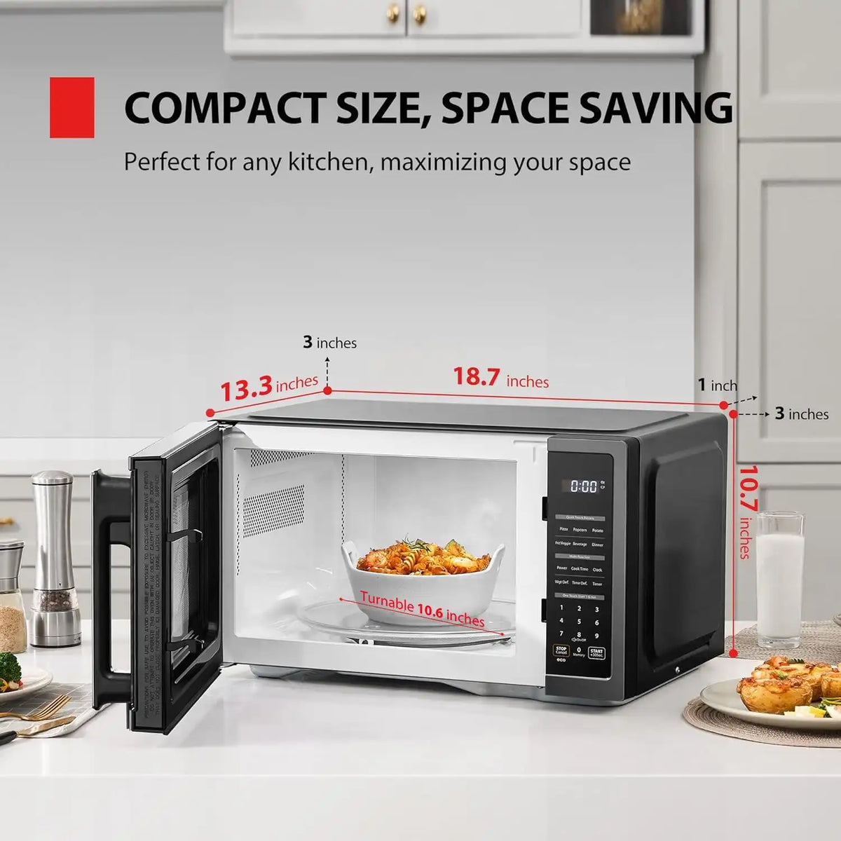 TOSHIBA Countertop Microwave Oven, 0.9 Cu.Ft, 900W, Black Stainless Steel
