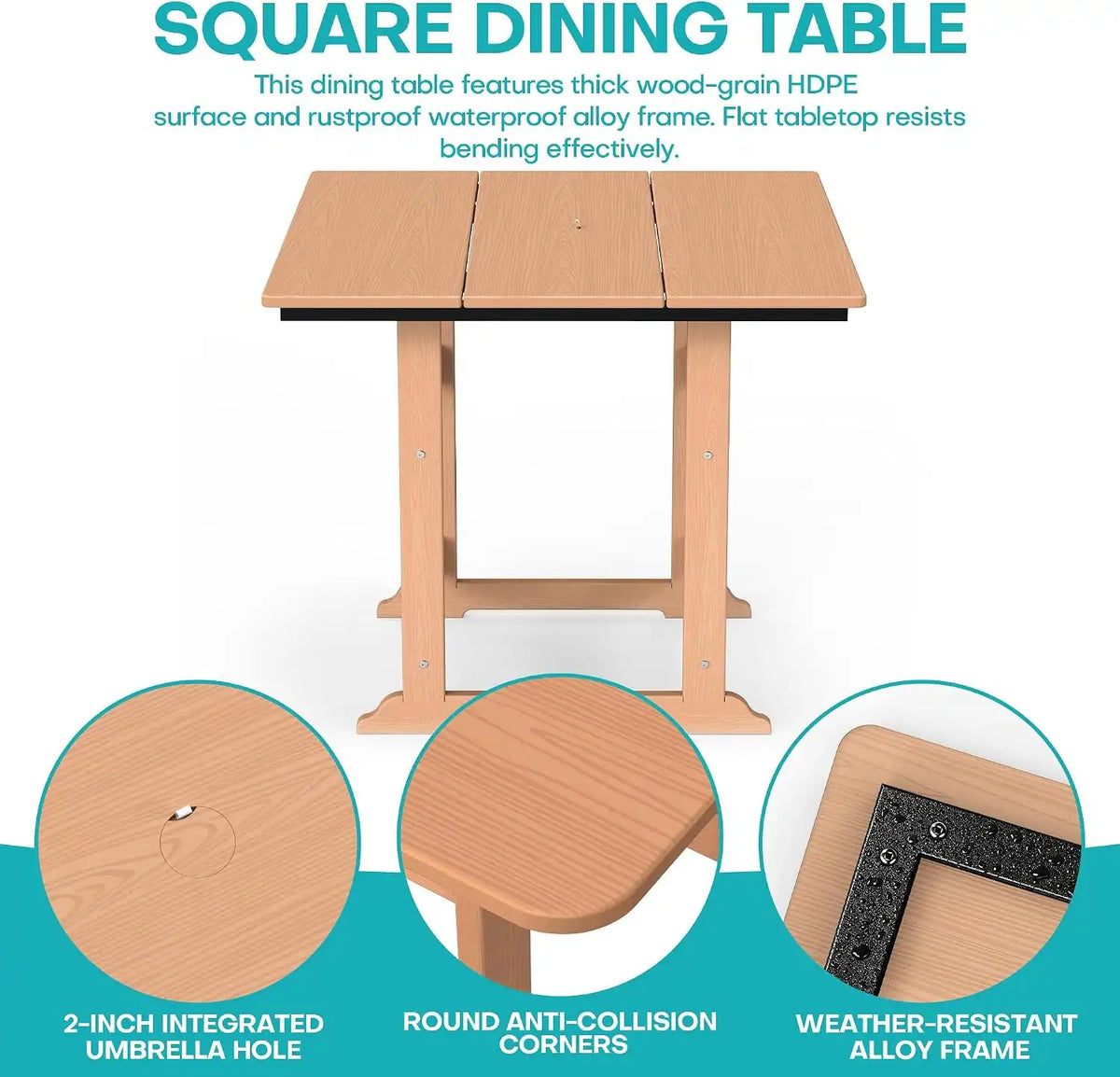 HDPE Outdoor Dining Set, Patio Dining Set of 8, Cedar