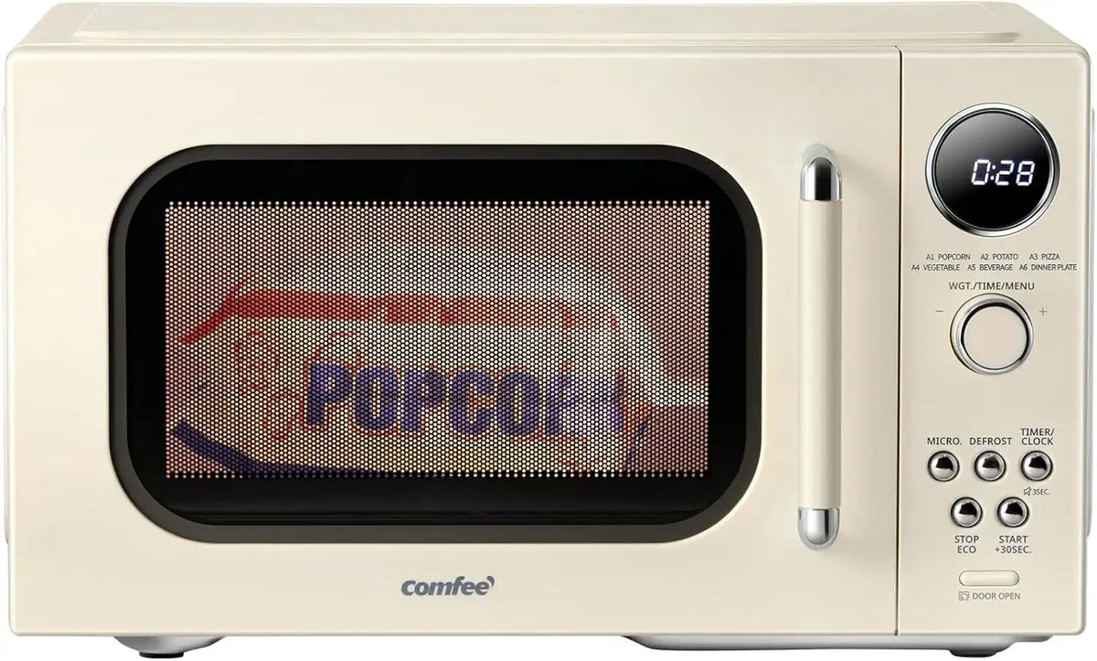 COMFEE' Retro Microwave Oven, 0.9 Cu.Ft 900W Countertop, Apricot