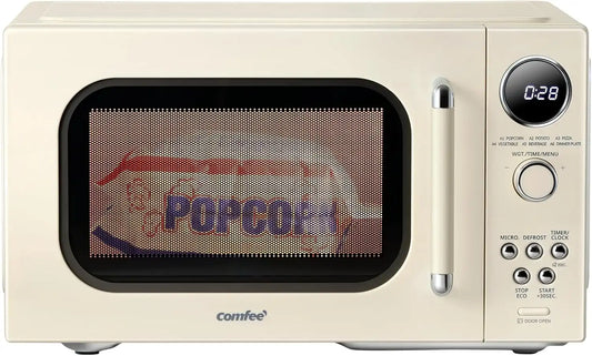 COMFEE' Retro Microwave Oven, 0.9 Cu.Ft 900W Countertop, Apricot