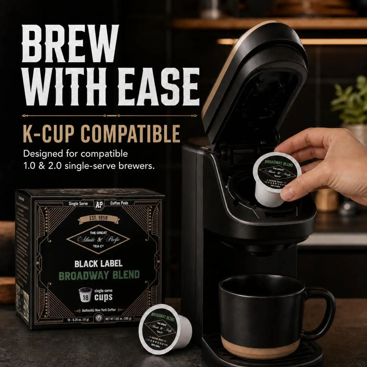 A&P Broadway Blend Medium Roast Coffee Pods, 100% Arabica, 72 Count
