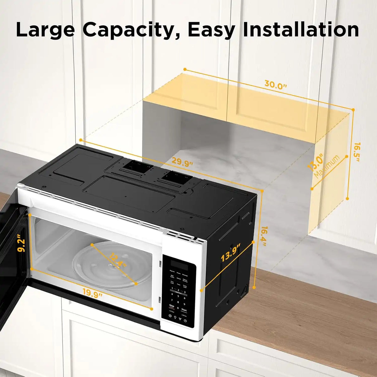 BLACK+DECKER Over-the-Range Microwave Oven, 1.7 Cu.Ft, 1000W, White