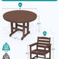 SERWALL 5-Piece HDPE Round Dining Set, 45" Table, 4 Chairs, Coffee