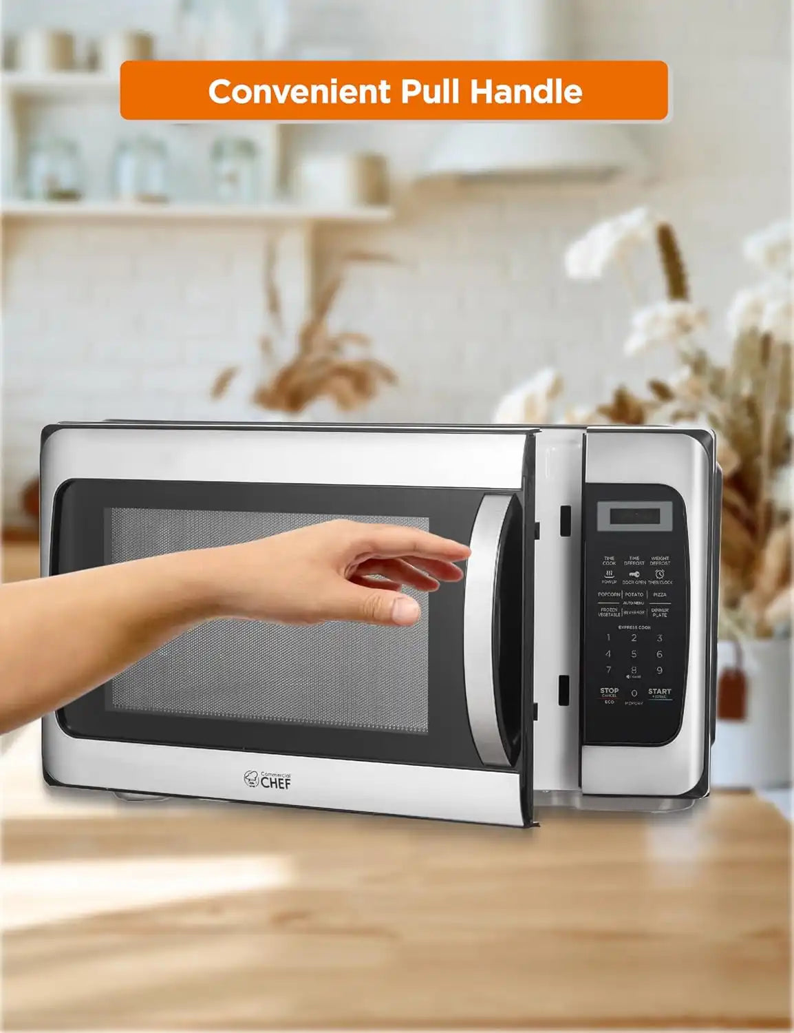 Commercial Chef 1.1 Cu. Ft. Countertop Microwave Oven, CHM11MS, Stainless