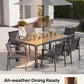 Outdoor Dining Set, 7 Piece Aluminum Patio Table and Chairs Set, All Weather Patio Dining Furniture Set with Umbrella Hole for Backyard, Deck, Poolside (Gray-Teak)