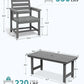 SERWALL Patio Dining Chair Set of 2,All Weather HDPE Dining Chair, Gray