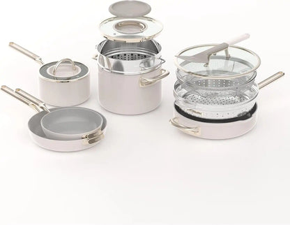 Ninja NeverQuit™ 13-Pc Ceramic Cookware, Amazon Exclusive Bone & Champagne