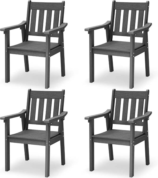 YEFU Patio Dining Chairs Set of 4, Weather Resistant HIPS, Teak