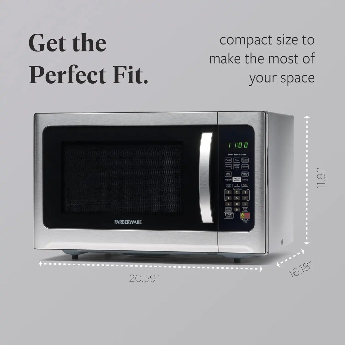 Farberware Countertop Microwave Oven 1.2 cu.ft. 1000 Watts Stainless Steel
