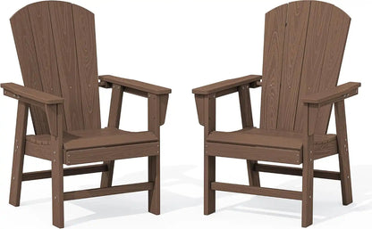 SERWALL Outdoor Adirondack Dining Chair Set of 2, All Weather HDPE, Brown