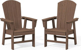 SERWALL Outdoor Adirondack Dining Chair Set of 2, All Weather HDPE, Brown