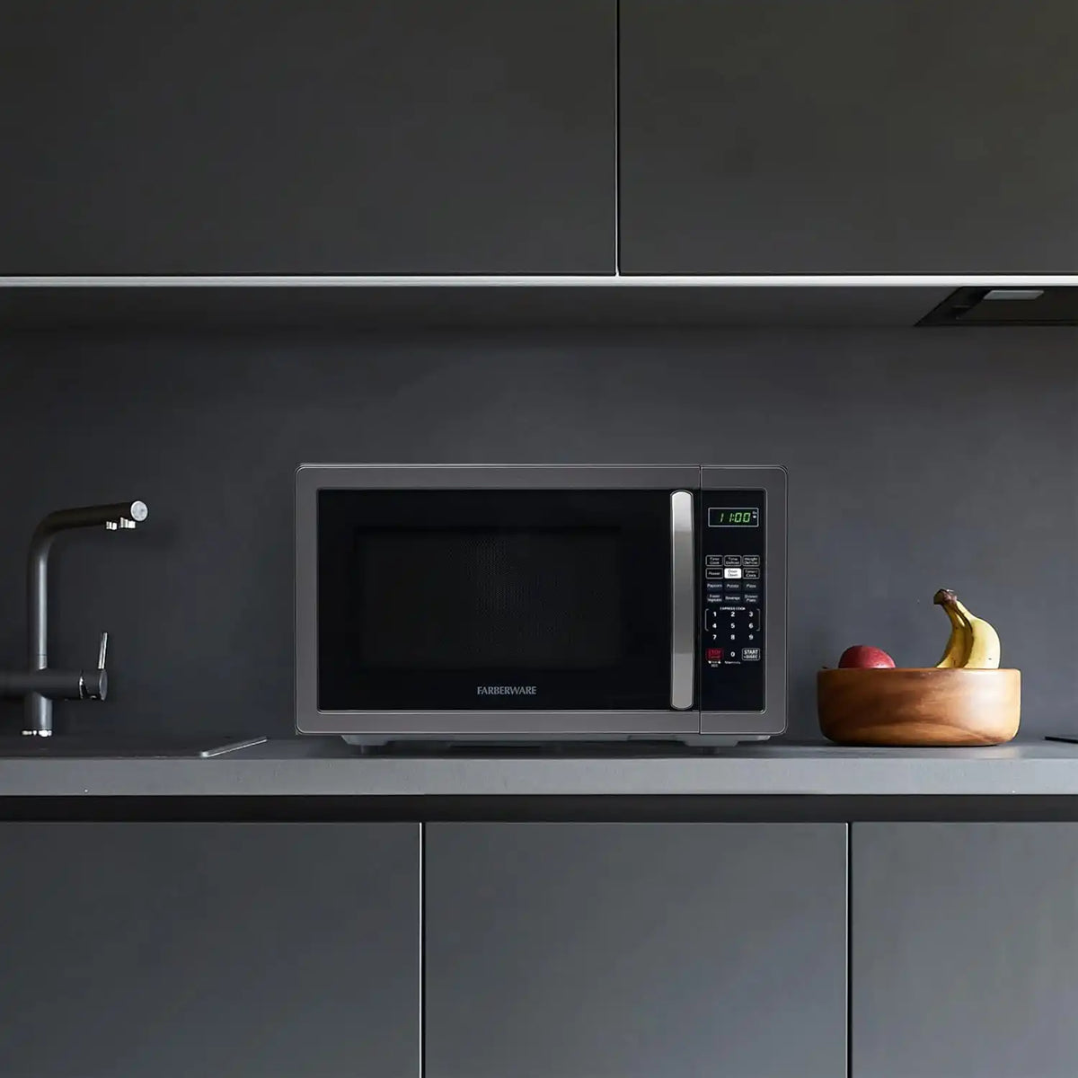 Countertop Microwave Oven, 1.1 cu. ft.1000 Watts, Black Stainless Steel