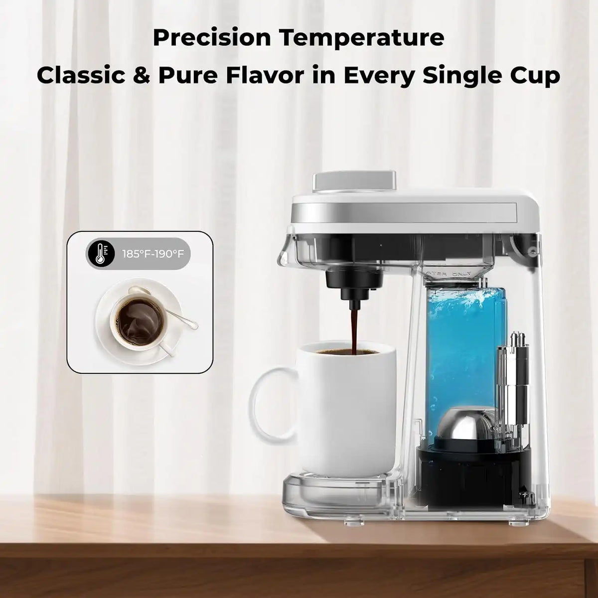 CHULUX Mini Single Serve Coffee Maker, Portable Pod Coffee Machine, White