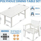 Outdoor Dining Set for 6, 7-Piece Patio Table and Chairs Set, HDPE Outdoor Dining Table and Chairs with Umbrella Hole, All-Weather Dining Furniture Set,White