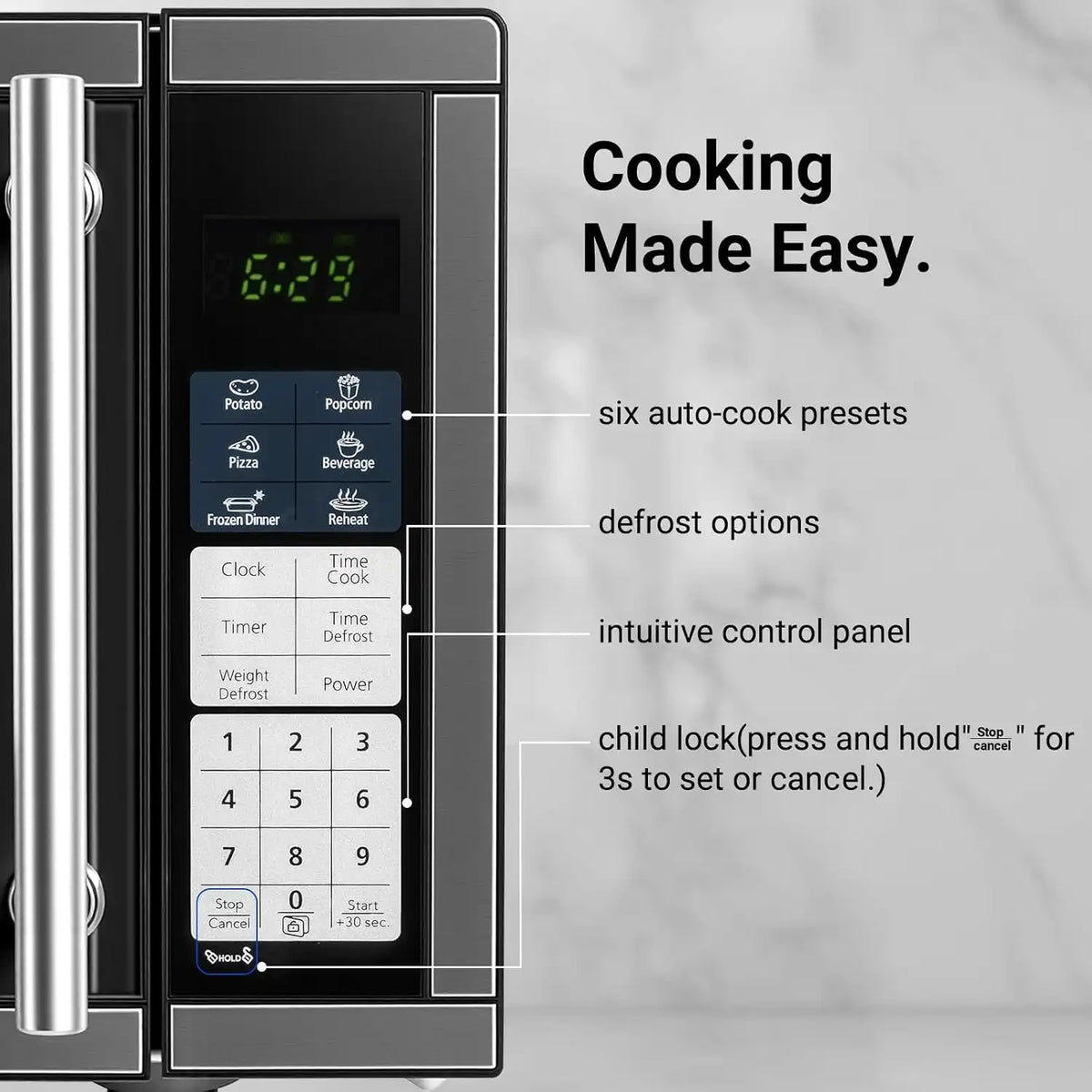 Countertop Microwave Ovens 0.7 Cu. Ft. 700 Watts Microwave Oven With LED Lighting,Turntable and Child Lock,Compact Microwave Perfect for Apartments and Dorms,Easy Clean Interior, Black