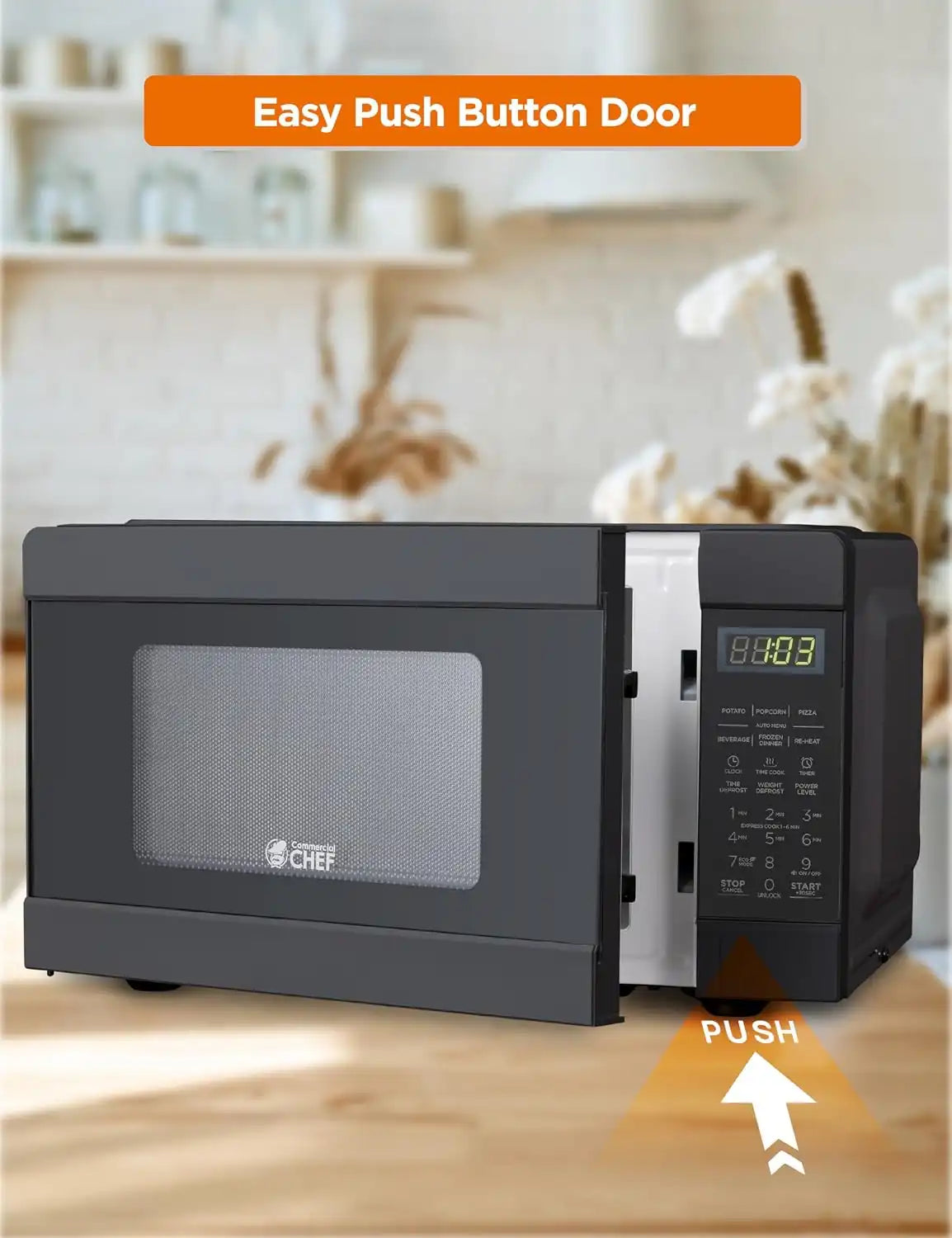 Commercial Chef 0.9 Cu. Ft. Countertop Microwave Oven, CHM990B, Black