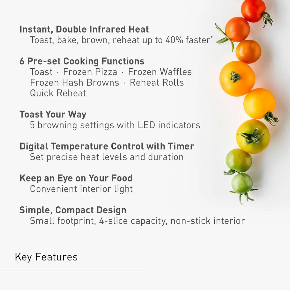 Panasonic FlashXpress Toaster Oven Countertop, 4-Slice Compact Size with Double Infrared Heating, 6 Auto Cook Options and Precise Temperature Control, 1300W - NB-G110P-W (White)