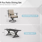 ALAULM 9-Piece Patio Dining Set,Outdoor Metal Dining Set with 8 Swivel Chairs & Rectangle Table with 1.5 Umbrella Hole, Patio Dining Table and Chairs for Backyard, Sand