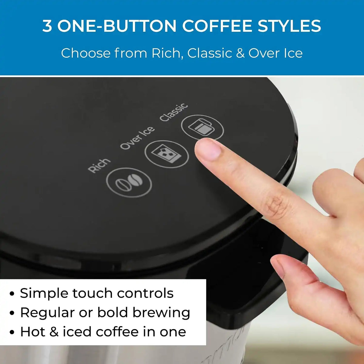 Kenmore Single Serve Cafetera, Hot & Iced Coffee Maker, 14 oz, Black