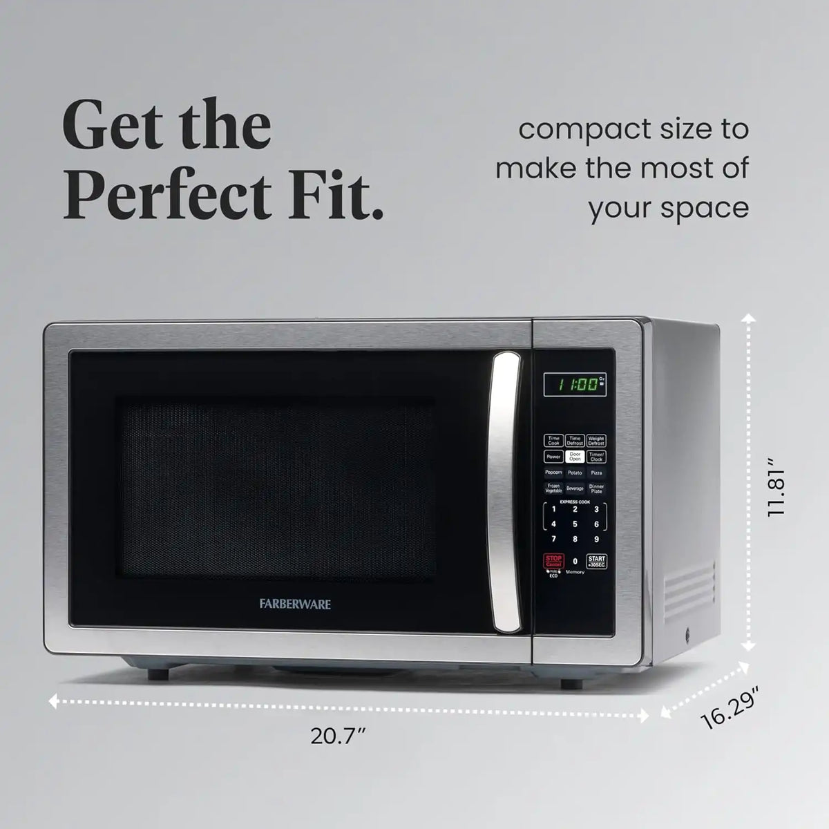 Farberware Countertop Microwave Oven 1.1 cu.ft.1000 Watts, Stainless steel