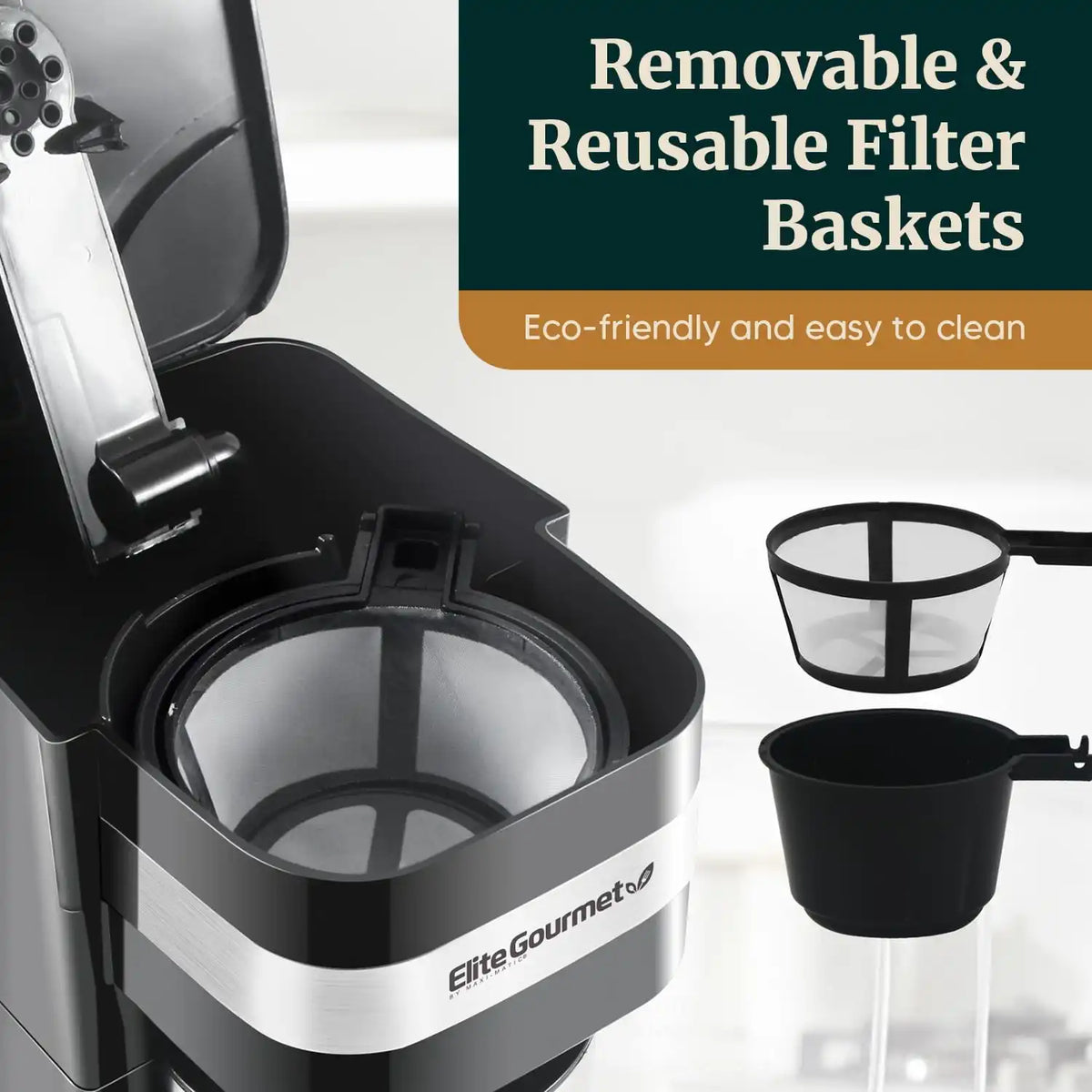 Elite Gourmet EHC113 Personal Single-Serve Compact Coffee Maker, Black