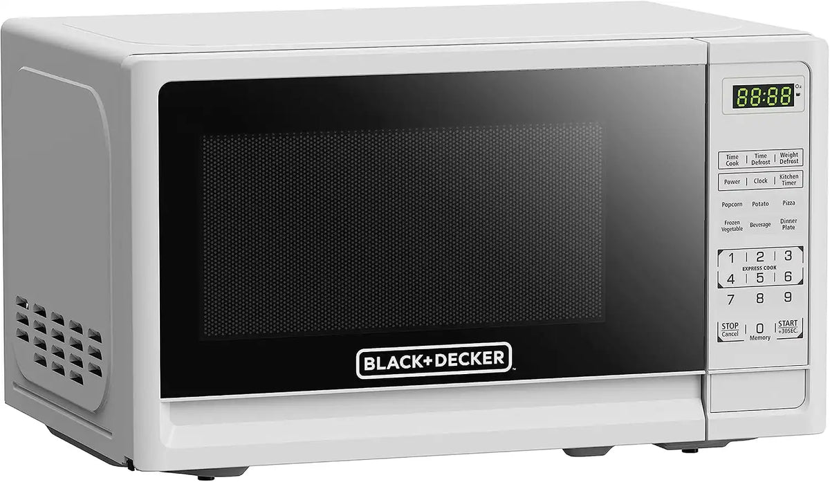 BLACK+DECKER Compact Countertop Microwave Oven 0.7 Cu. Ft. 700-Watts with LED Lighting, Child Lock, White