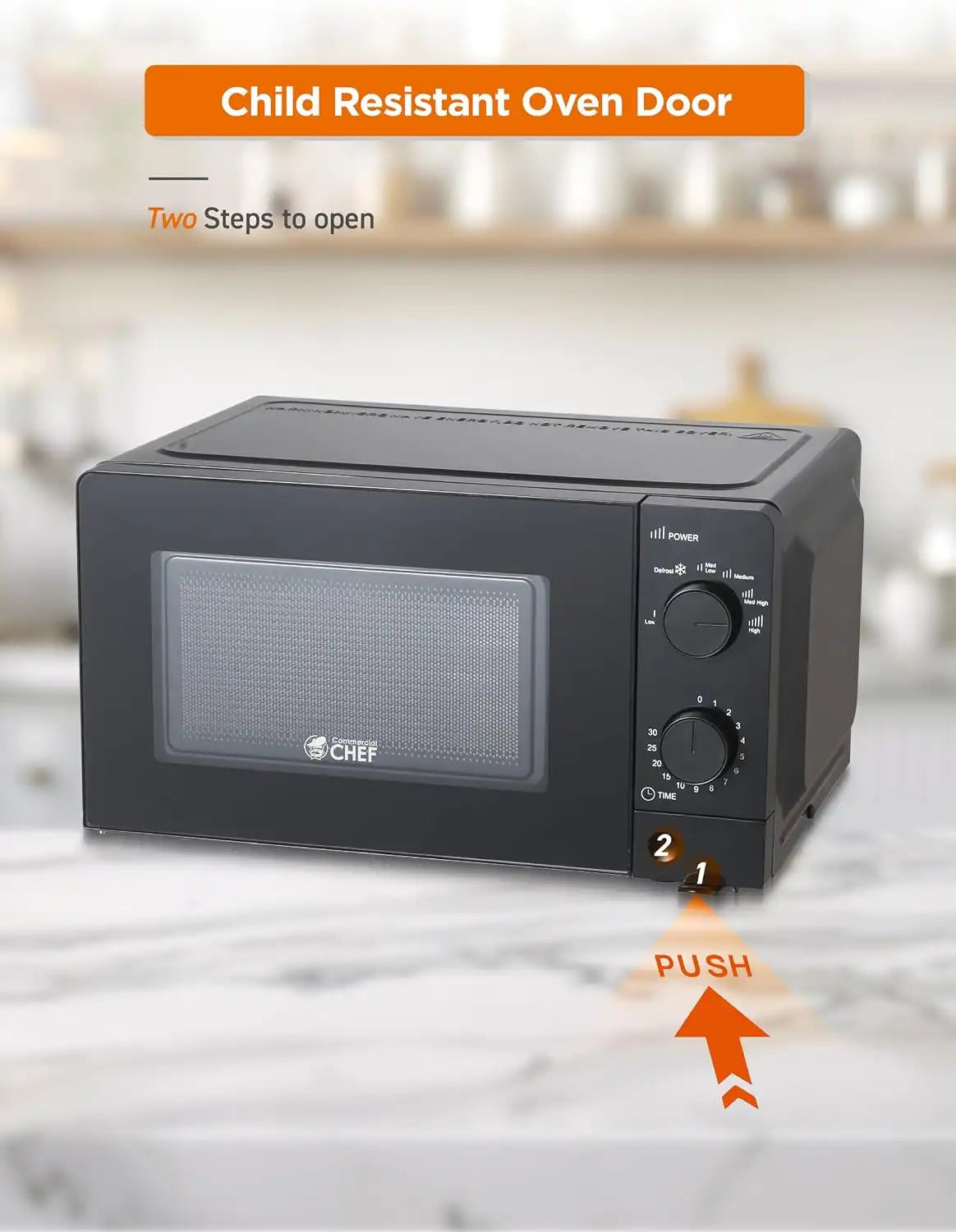 Commercial Chef 0.6 Cu. Ft. Countertop Microwave Oven, CHM660B, Black