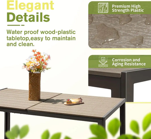 Homall 7-Piece Patio Dining Set, Metal Outdoor Dining Set for 6, Light Grey