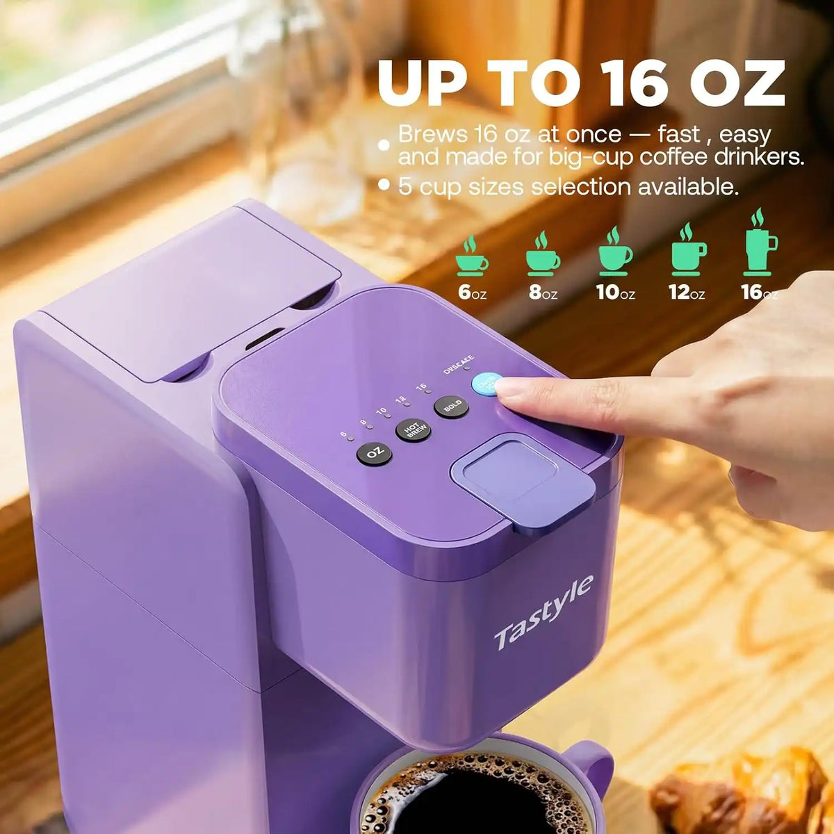 Tastyle Single Serve Coffee Maker Hot and Iced with Bold Brew, Up to 16 Oz