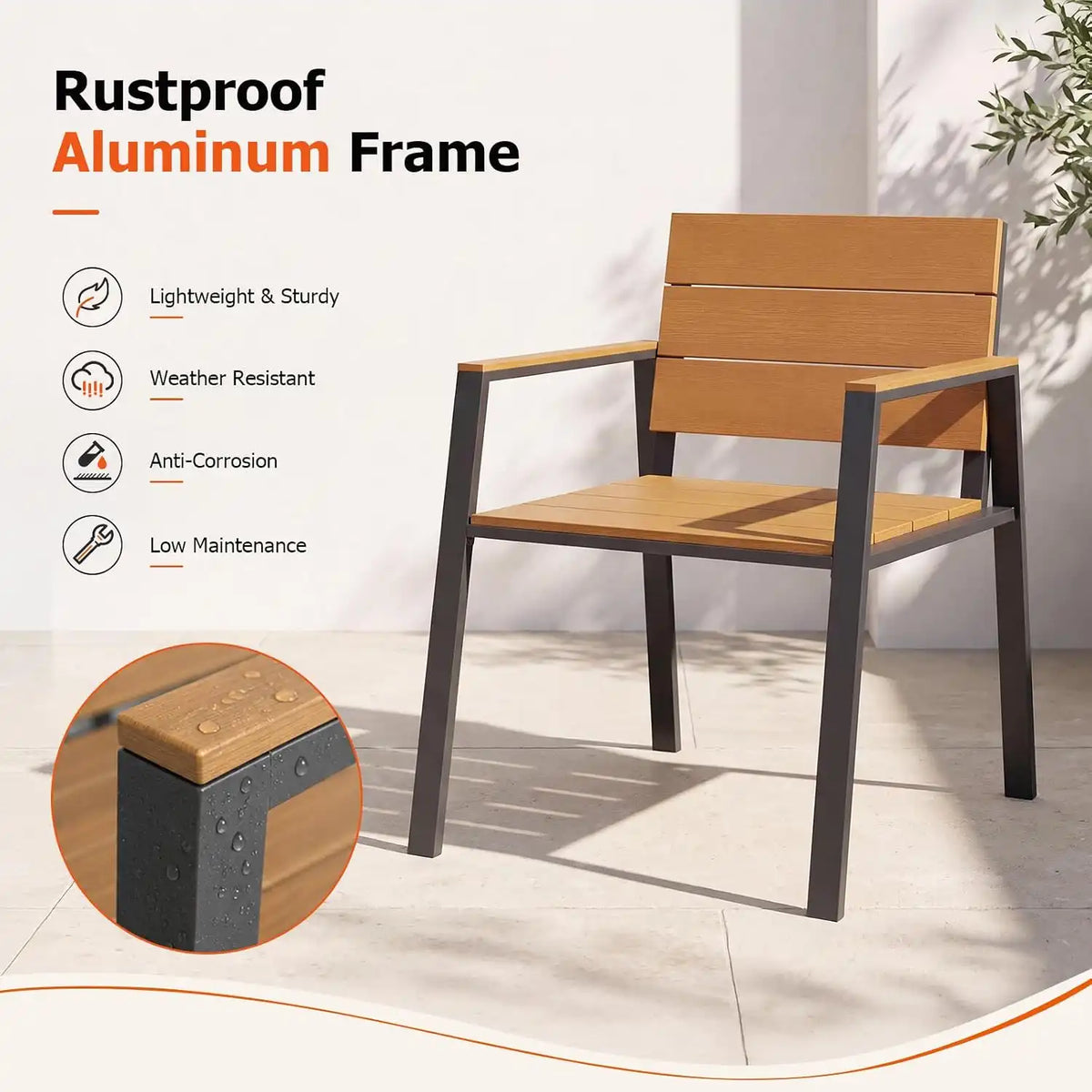 LazySunsets Outdoor Dining Set with Umbrella Hole (Gray/Teak, 7 Piece)