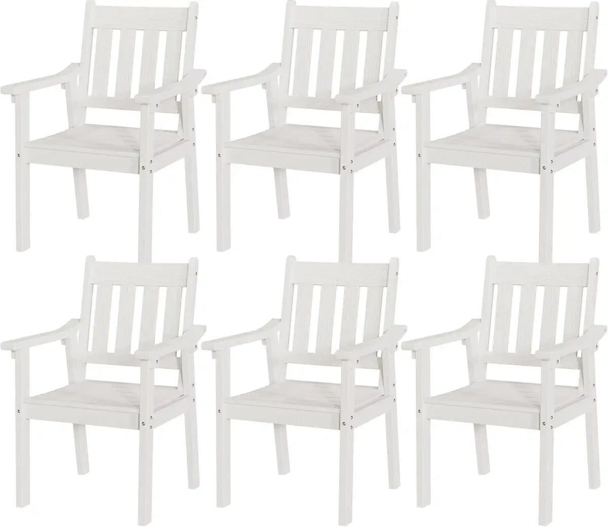 YEFU Patio Dining Chairs Set of 6, Weather Resistant HIPS, White