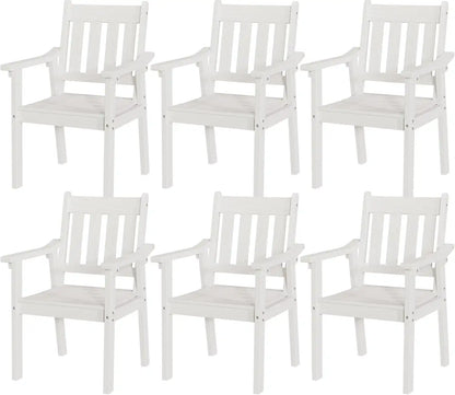 YEFU Patio Dining Chairs Set of 6, Weather Resistant HIPS, White