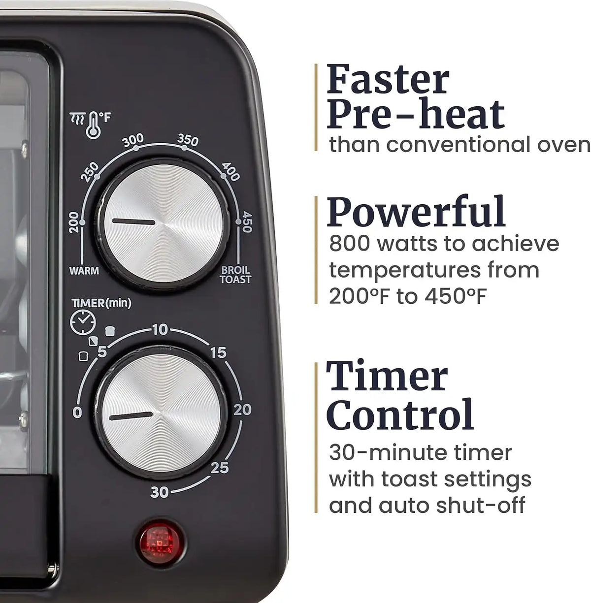 Elite Gourmet ETO449 Toaster Oven, 9.5Qt/4-Slice, 800W Quartz, Black