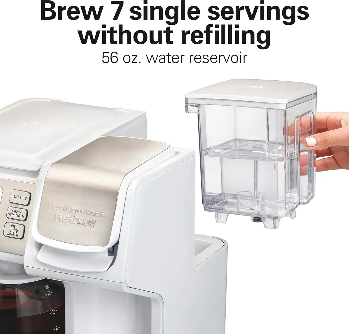 Hamilton Beach FlexBrew Trio 2-Way Coffee Maker, Compatible with K-Cup Pods or Grounds, Combo, Single Serve & Full 12 Cup Coffee Pot, White, Fast Brewing, Removeable Reservoir