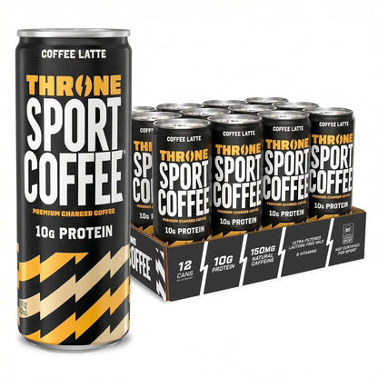 Throne Sport Coffee, Coffee Latte, 10g Protein, 150mg Caffeine, 12Pk