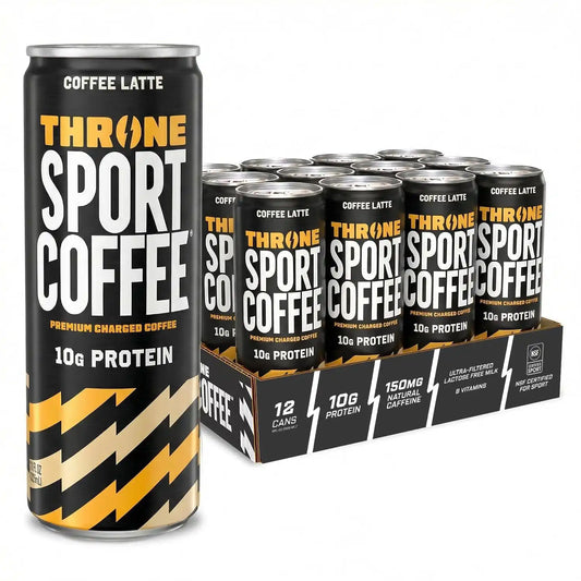 Throne Sport Coffee, Coffee Latte, 10g Protein, 150mg Caffeine, 12Pk