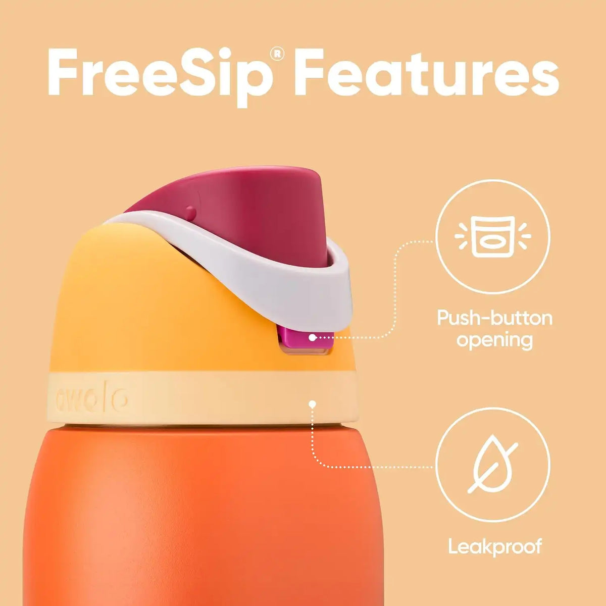 Owala FreeSip Stainless Steel Water Bottle 32 oz Citrus Crush