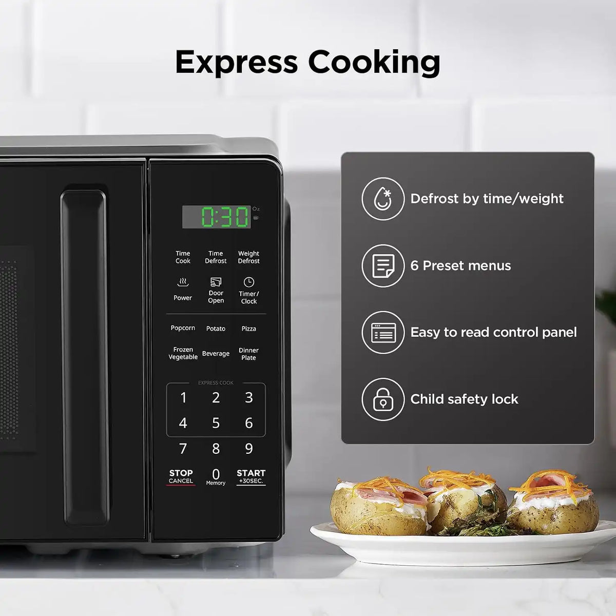 BLACK+DECKER Countertop Microwave Oven 0.7 Cu.Ft,700W,Child Safety, Black