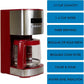 Koolatron Kenmore Drip Coffee Maker - 12-Cup Programmable Coffee Machine With Glass Pot, Pause and Pour, Auto Shut-Off, Large Water Reservoir, Reusable Filter, Dishwasher Safe Carafe, Red