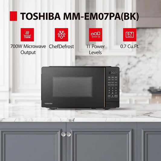 TOSHIBA Countertop Microwave Oven, 0.7 Cu.Ft, 700W, Black
